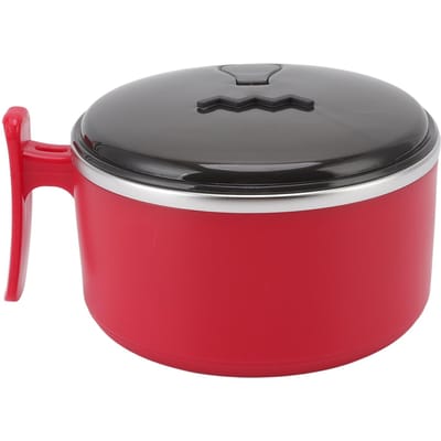 Geïsoleerde Kom 304 Roestvrij Staal met Deksel Stand Design Holle Dubbele Laag Warmte-isolatie Ramen L rood