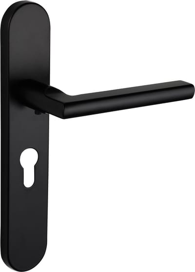 Lavuzo deurkruk Teramo Zwart met afgerond schild PC55 | Per set | Deurklink met schild