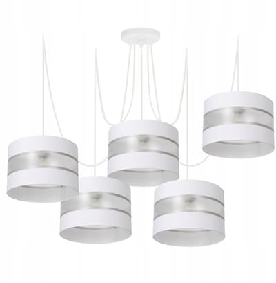 Hanglamp Astra Zilver 5-lichts E27 Metaal/Stof 30cm