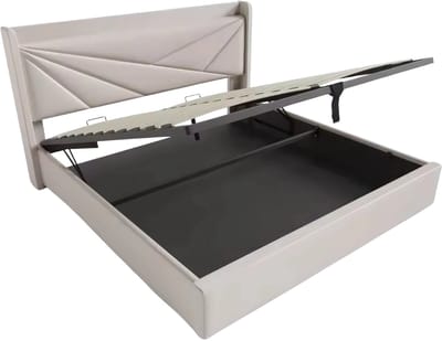 Bed - Tweepersoonsbedden - Tweepersoonsbed - Twijfelaar - Voor Slaapkamer - Met USB-C Oplaadfunctie, Opbergruimte & Comfortabel Hoofdeinde - Linnen Bekleding, Lattenbodem & Inclusief Matras - 140x200cm