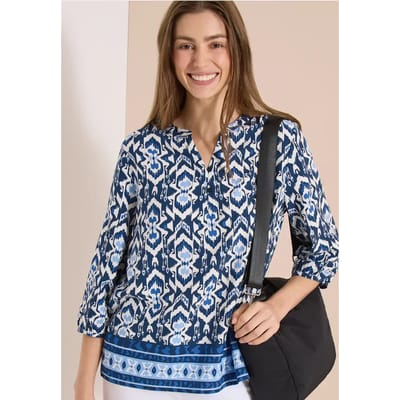 3/4-mouwen blouse met grafisch patroon