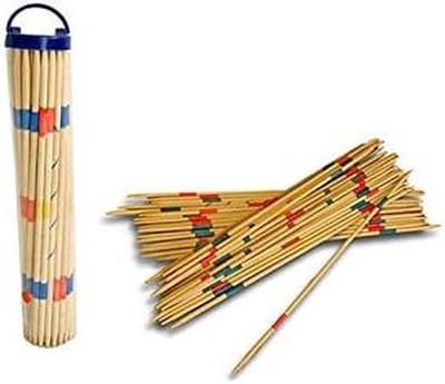 Houten Mikado - Spel in pot - Gezellig spel - Hoogwaardig materiaal - 24 cm hoog - Meerkleurig