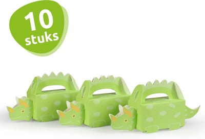 Isa's Friends® - Traktatie Doosjes - Dino - Groen - 10 stuks - Uitdeeldoosjes - Uitdeelcadeautjes