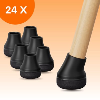 FLOOQ Pro Stoelpootdoppen Flexibel Rond 14-20mm - Anti-Kras Vilt - Stoelpoot beschermers - Vloerbescherming - 24 Stuks – Fermin