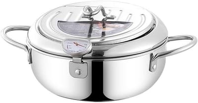 Frituurpan - Keukenpan - Fijn Frituren - Temperatuurregeling met thermometer - 2.2L of 3.2L - Zilver