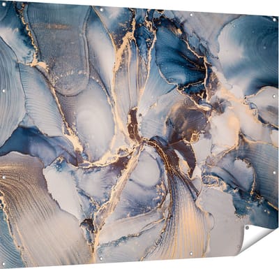 Gards Tuinposter Abstracte Luxe Kunst - Zwart met Goud - 150x120 cm - Tuindoek - Tuindecoratie - Wanddecoratie buiten - Tuinschilderij