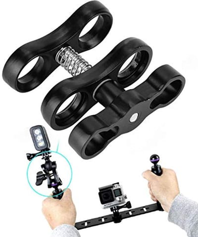 SnelShoppen - Aluminium Legering Mini Vlinderbal Clip Duiklamp Klem Adapter Montagesysteem voor Onderwatergebruik, 360 Graden Rotatie, Lichtgewicht en