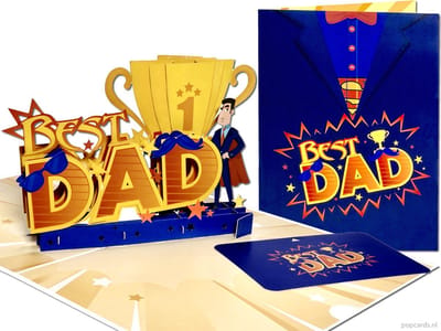 Loha-party®Vaderdag Popcards-popupkaarten – Best dad-Vaderdag cadeau-Grote Vaderdag pop-up kaart voor de allerbeste vader Wenskaart Pa Pappa Super Dad