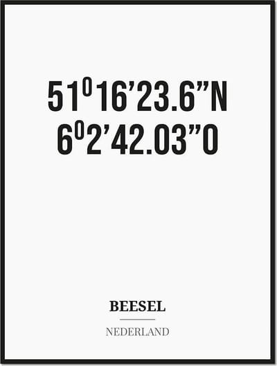 Poster/kaart BEESEL met coördinaten