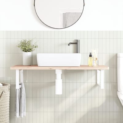vidaXL - Badkamer - wandschap - staal - en - massief - beukenhout