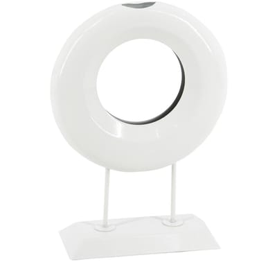 Metalen ornament donut white marble