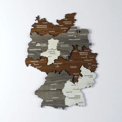 Houten Landkaart - Duitsland Decoratie - Wanddecoratie Huis - 3D Design - 40 x 30 cm - Gemêleerd