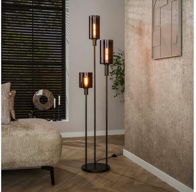 Vloerlamp Sepiora 3-lichts Sienna Bruin – Hotel Chique Design - 33x33x165 cm