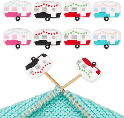 NBEADS 8 stuks breinaaldstoppers, 4 kleuren Campervan Naaldpuntbeschermer Focal Kralen voor Pennen, Siliconen Naaldkappen, Naaien Quilten Accessoires voor DIY en Handgemaakte Ambachten