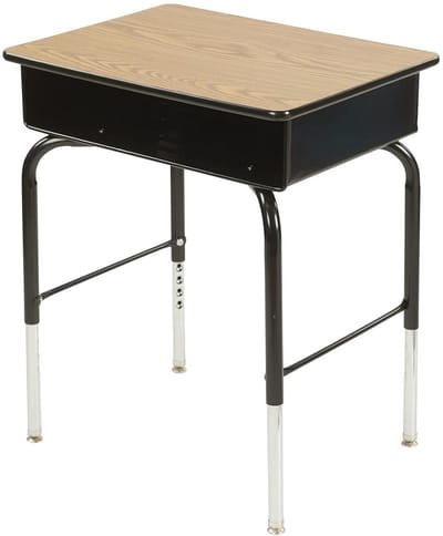 Bureau met Opbergvak - Schrijftafel Kinderbureau - Studeren en Knutselen - Verstelbare Hoogte - 61 x 45.7 cm - Eikenhout