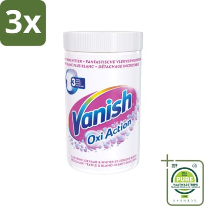 3 x Vanish Oxi Action - Vlekkenverwijderaar Poeder - Zonder Bleek - Witte Was - 1.5 Kg - Grootverpakking - Vlekkenverwijderaar - Waspoeder - Witte Was - Wasmiddel - Vlekken Verwijderen