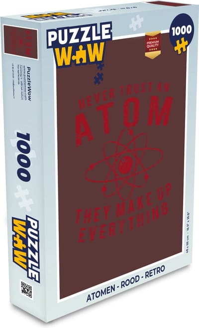 Puzzel Atomen - Rood - Retro - Legpuzzel - Puzzel 1000 stukjes volwassenen