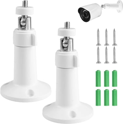 2 stuks - Camera Bevestiging - Camera muurbevestiging - Verstelbare camerabeugel - Beveiligingscamera-accessoires - verstelbare metalen beveiligingsbeugel - voor aan de muur - voor balkon, gang, school, kantoor - 10*5.5 cm - wit