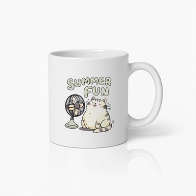 Schattige Summer Fun Kattenmok – Grappige Cartoon Koffiebeker voor Kattenliefhebbers