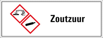 Zoutzuur GHS tekststicker 400 x 150 mm
