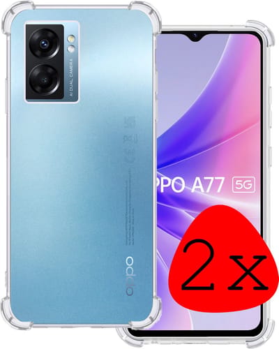 Hoesje 2 Stuks - Geschikt voor OPPO A77 - Sterk & Shockproof - Siliconen Case - Back Cover - Telefoon Hoes Shock Proof - Transparant