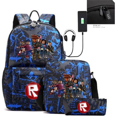 Roblex Game Merchandise USB-oplaadbare Rugzak voor Mannen en Vrouwen Schoudertas Etui Drie Delen Middelbare Schooltas One size fits all