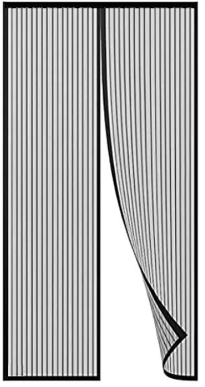 Magnetisch muggennet voor deuren, gaasgordijn, magnetische afdichting boven en onder met automatische sluiting, houdt frisse lucht binnen (90 x 250 cm) - zwart