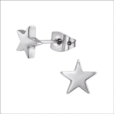 Aramat Jewels | Oorbellen | Zilverkleurige Ster Oorbellen 7mm Aramat Jewels | | | |7mm | Titanium | Kinderen, Volwassenen | Verkleurd niet