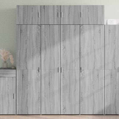 vidaXL - Hoge - kast - 80x42,5x185 - cm - bewerkt - hout - grijs - sonoma - eikenkleurig