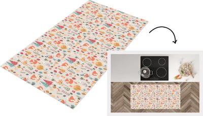 Keukenloper - Loper keuken - Vos - Bloemen - Regenboog - Kinderen - Design - 120x60 cm - Keukenloper vinyl