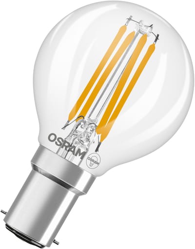 OSRAM LED-lamp Star Globe P40 Filament, 2700 K warm wit, 3,4 W, B15d, helder, 470 lm, voor tafel- en hanglampen, woonkamer, 15.000 uur