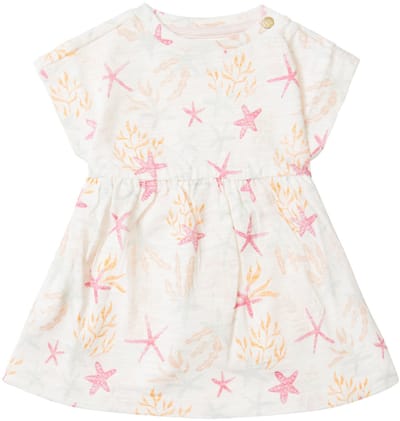 Noppies Girls Dress Comstock short sleeve allover print Meisjes Jurk - Whisper White - Maat 74