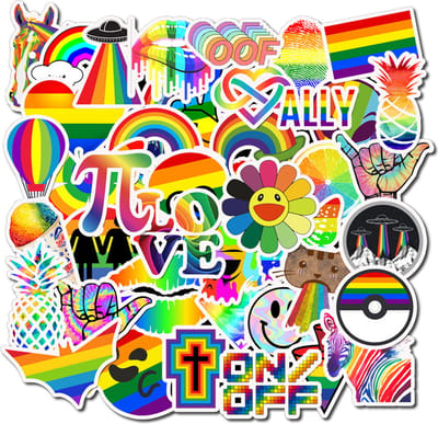 Regenboog Kleuren Stickers  -  set 50 stuks - Laptop Stickers - Stickervellen