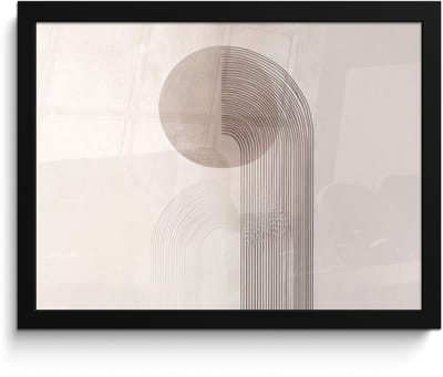 Poster in lijst - Fotolijst 40x30 cm - Posters - Minimalistisch - Cirkel - Lichtgrijs - Posterlijst zwart - Decoratie - Wanddecoratie woonkamer - Muurdecoratie slaapkamer