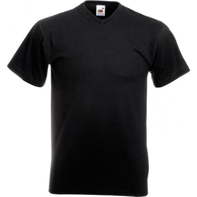 Fruit Of The Loom Heren Valuegewicht V-hals, T-shirt met korte mouwen. (Zwart)