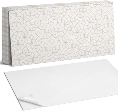 Coloray Plaktegels - Geometrisch bloemenpatroon Zelfklevende Wandtegels - 40 cm x 20 cm - Wit Plaktegels - 10 stuks - Rechthoek PVC Tegels - Plaktegels Badkamer - Vloertegels Zelfklevend - Vinyl Tegels Zelfklevend - Portugese Tegels