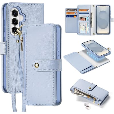 Dux Ducis Lawa Hoesje Geschikt voor Samsung Galaxy S26 - Magnetische 2-in-1 Wallet Book Case - Compatibel met MagSafe / Qi2 - Licht Blauw