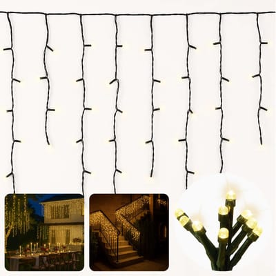 Cheqo® Ijspegel Verlichting - LED Ijspegel - 90 LED Lampjes - 3 Meter Lang - Wit Licht - Binnen En Buiten - Lichtgordijn - IP44 Adapter - Energiezuinig - Kerstverlichting - Raamdecoratie - Muurdecoratie - 3.6W Verbruik - 3V 15mA