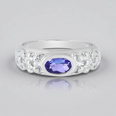Cavill - Zilveren ring met 0,371 ct ovale Tanzaniet - 925 Sterling zilver platina - elegante diepblauwe edelsteen ring dames - tijdloze sieraden
