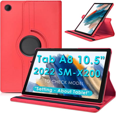 Draaibaar Hoesje 360 Rotating Multi stand Case - Geschikt voor: Samsung Galaxy Tab A8 (2022 & 2021) - SM-X200 / X205 / X207 - 10.5 inch - Rood