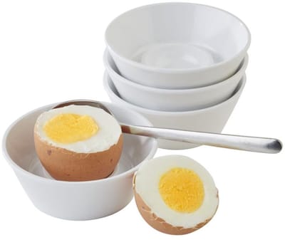APS 83851 eierdopjes set - 4 stuks - melamine wit - stapelbaar met hoge rand 8 x 8 cm