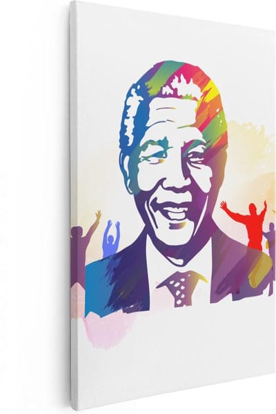 Artaza Canvas Schilderij Portret Mandela - 20x30 cm - Klein - Wanddecoratie Pop Art - Muurdecoratie Abstract - Schilderijen Op Canvas