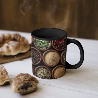 Magische Mok - Foto op Warmte Mokken - Koffiemok - Bakjes - Hout - Kruiden - Kleurrijk - Magic Mok - Beker - 350 ML - Theemok
