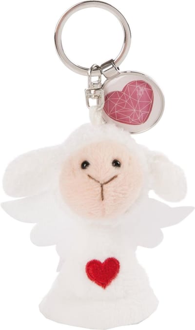 Nici Sleutelhanger Hart Junior 7 Cm Pluche/polyester Wit/roze