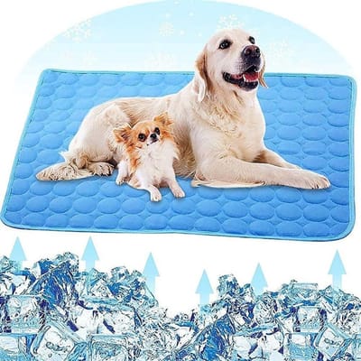 GELLDG Koelmat geschikt voor honden - Hondenmatten - Manden - Koeldekens - Koelmatten geschikt voor katten - Wasbare huisdiermatten - 55 x 70 cm - Blauw