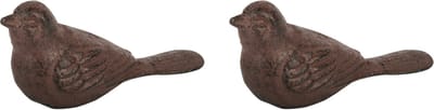 Esschert deurstopper vogel - 2x - 0.45 kg - gietijzer - bruin - 14 x 5 x 7 cm