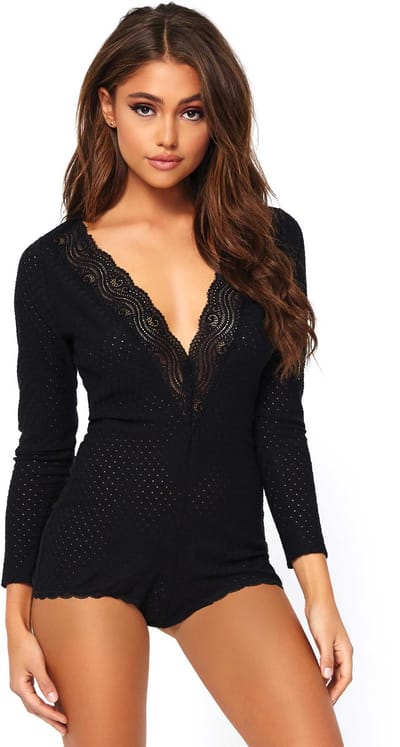 Lange Mouw Playsuit Volwassenen Vrouwen Zwart Lente/Zomer Maat S