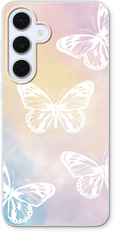 Case Company® - Hoesje geschikt voor Samsung Galaxy S24 FE hoesje - White butterfly - Soft Cover Telefoonhoesje - Bescherming aan alle Kanten en Schermrand