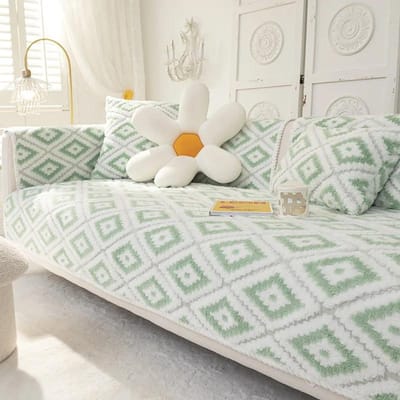 Verdikken Jacquard Pluche Bankhoes Scandinavisch Modern Splicing Rand Antislip Bankkussen Winter Warm Stofdichte Bankzittinghoes Decor 70x70cm 1pcs