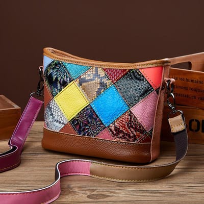 Lente en Zomer Modetrend Patchwork Bucket Bag Kleur Dames Tas Slangenleer Nerf Leer Schouder gray